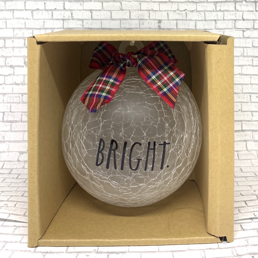 Rae Dunn Glass Ornament  Bright 4.5” D